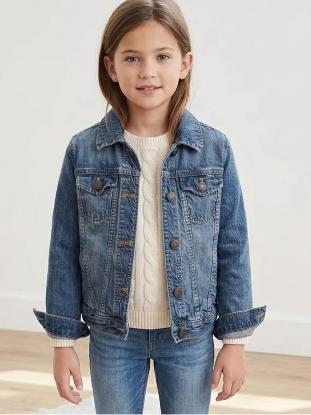 Gap Kids Girls Blue Denim Jean Jacket Medium M 8 9 Classic Indigo EUC